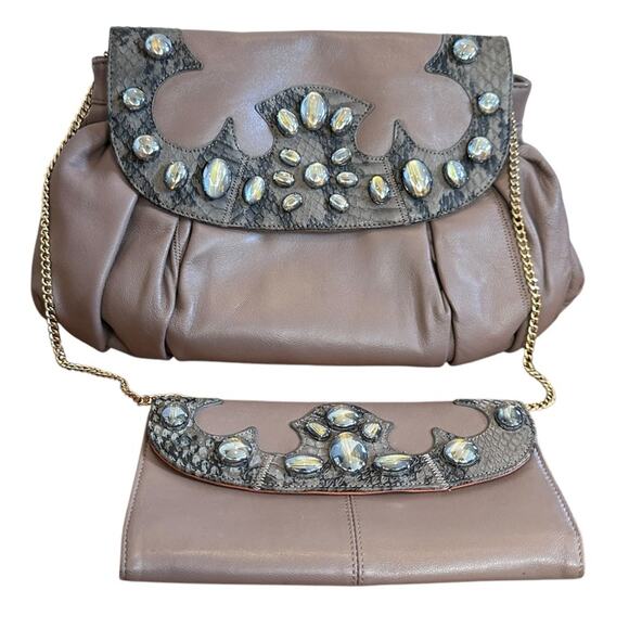 Chi by Falchi Leather Handbag with Wallet Set
